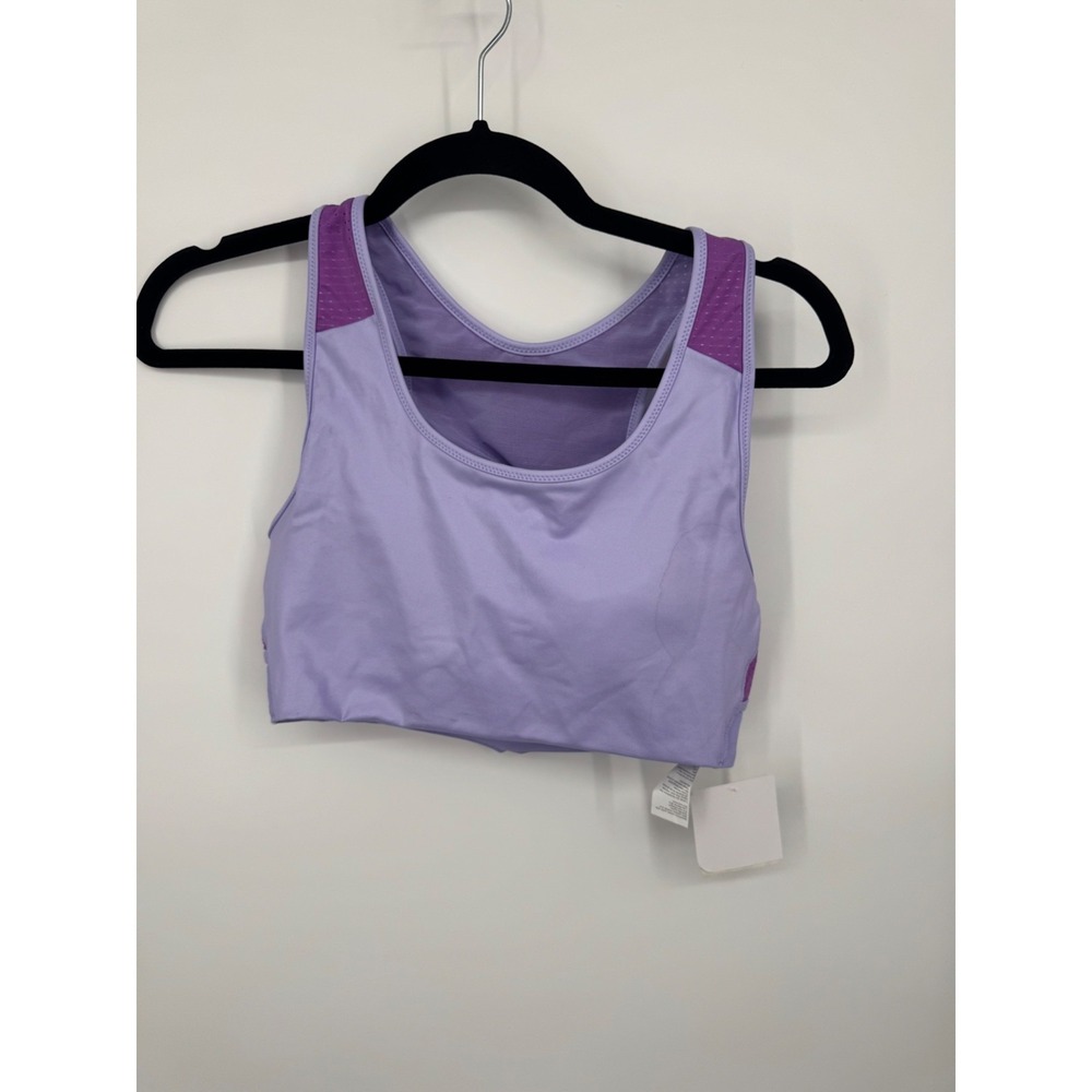 NWT Fabletics Medium Impact Shine Sports Bra Womens Small light Purple Pull Over